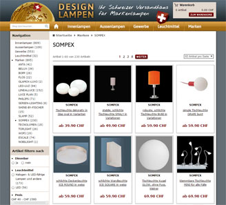 www.design-lampen.ch - Online-Shop powered by orbiz.